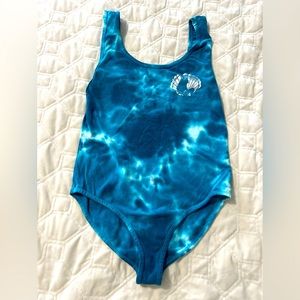 Disney The Little Mermaid Silver Shell Body Suit Ariel Silhouette Teal Tie Dye M
